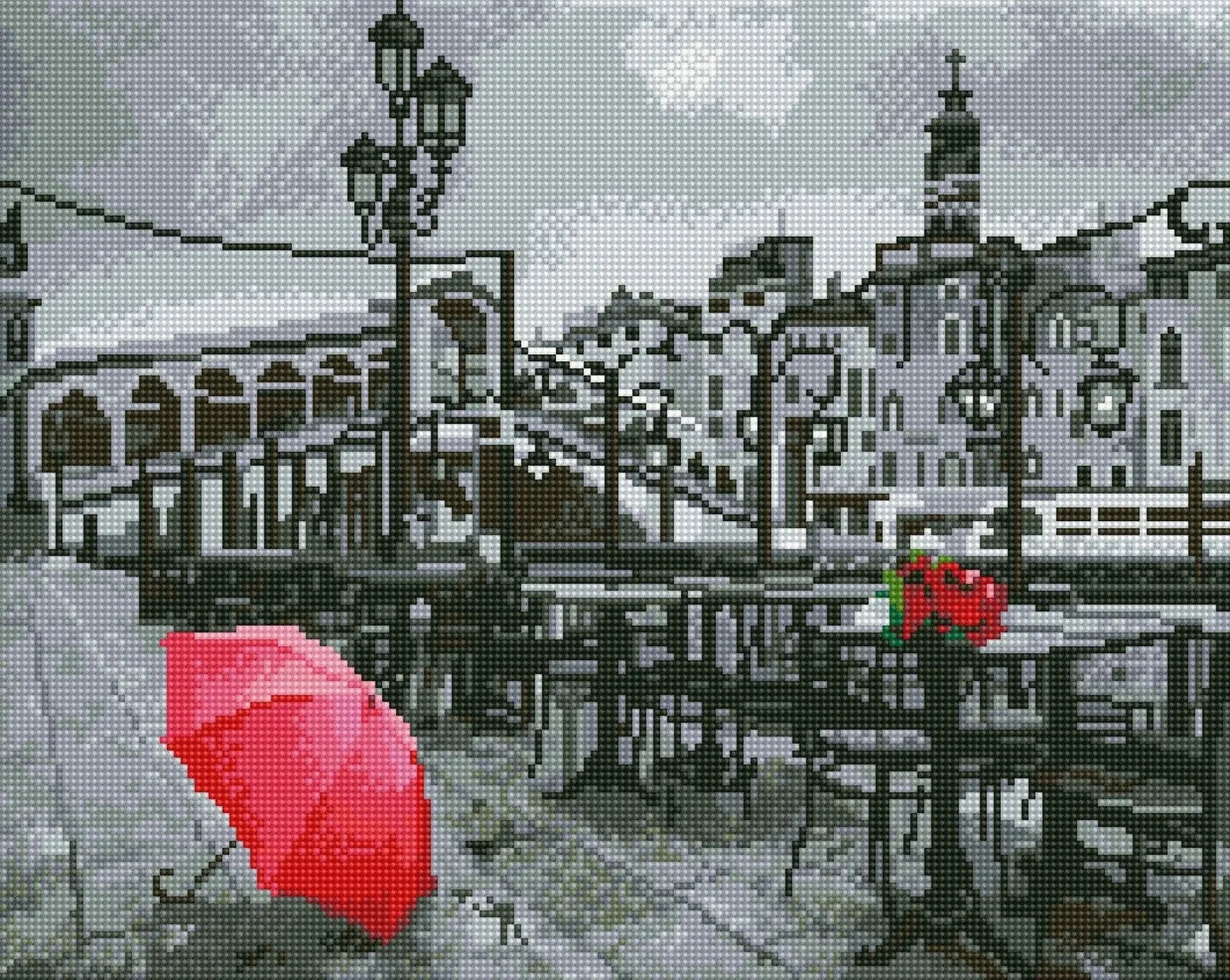 Deimantinė mozaika Rožės Venecijos kavinėje 40x50 cm-Rankdarbiai-Brain Games LT