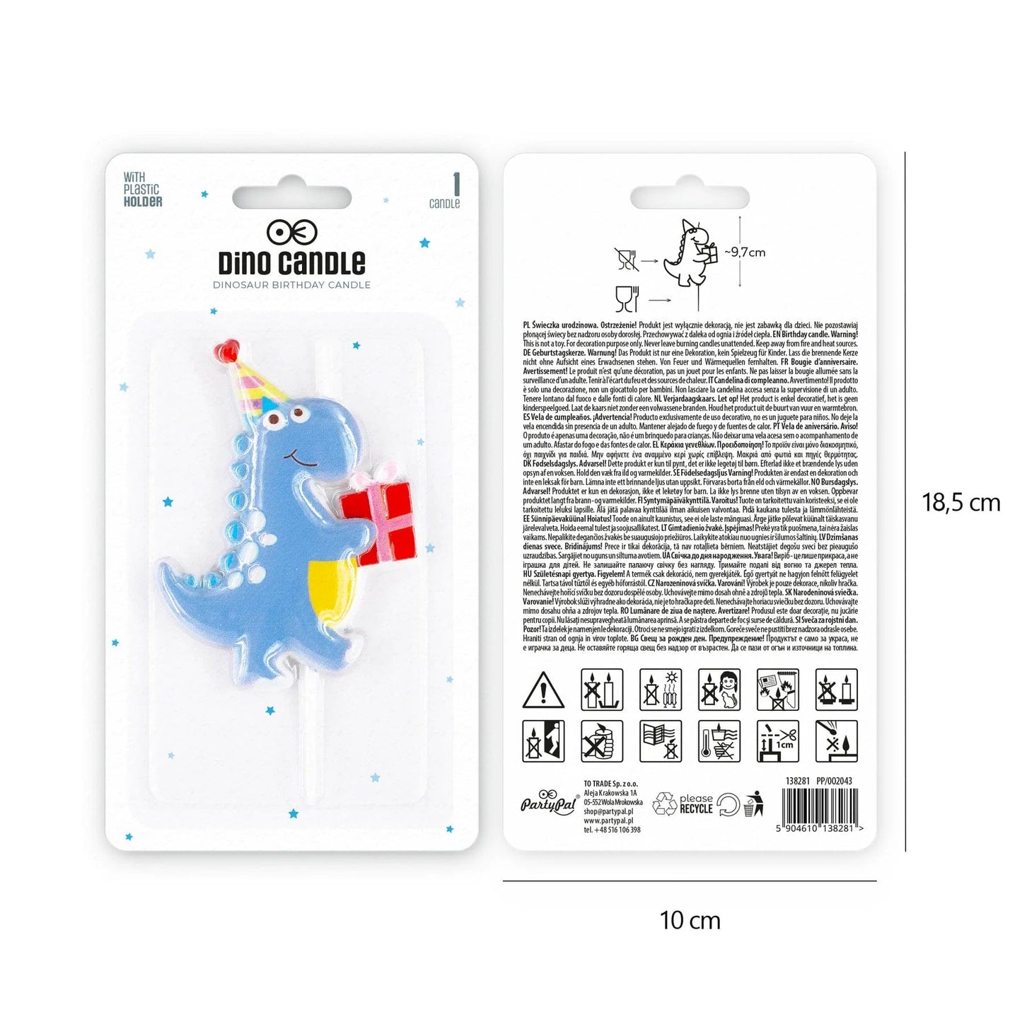 Godan Kita Dinozauro formos gimtadienio žvakė, 1 vnt.
