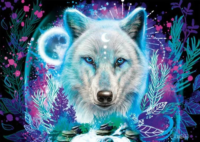Neon Arctic Wolf, 1000-Universalios dėlionės-Brain Games LT