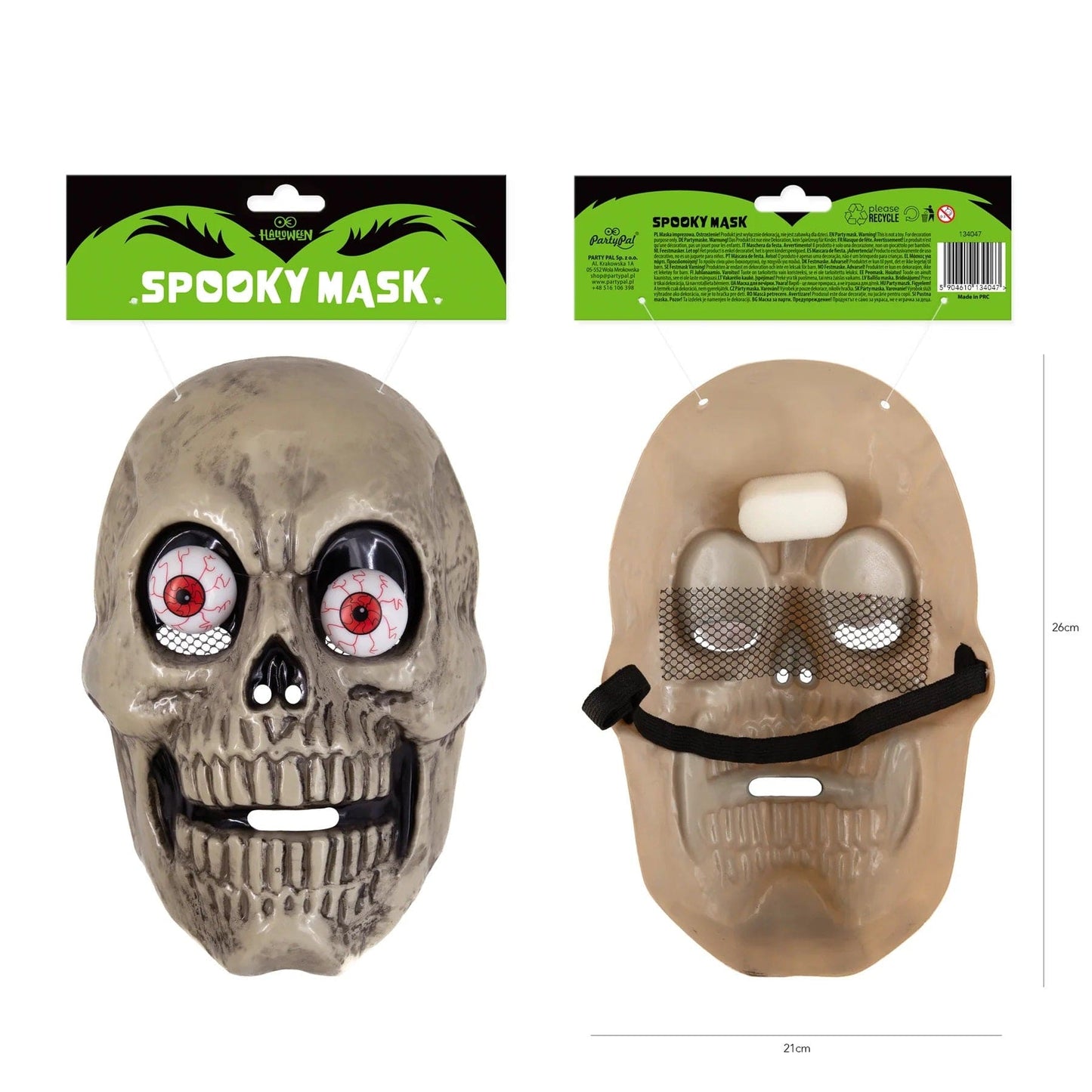 partypal Kita Kaukolės kaukė su judančiomis akimis, 18,5x26 cm