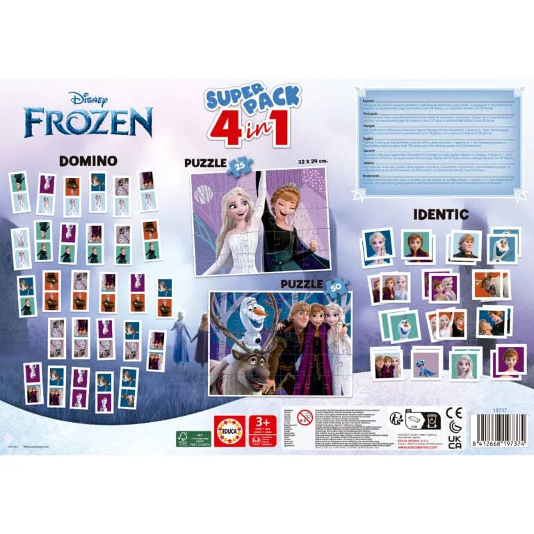 Superpack 4 in 1 Frozen-Vaikiškos dėlionės-Brain Games LT
