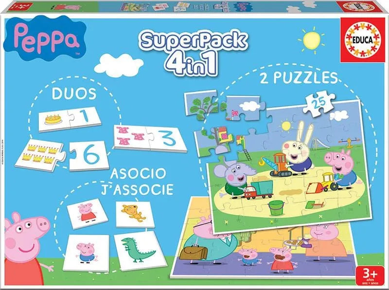 SuperPack Peppga Pig 4in1-Vaikiškos dėlionės-Brain Games LT