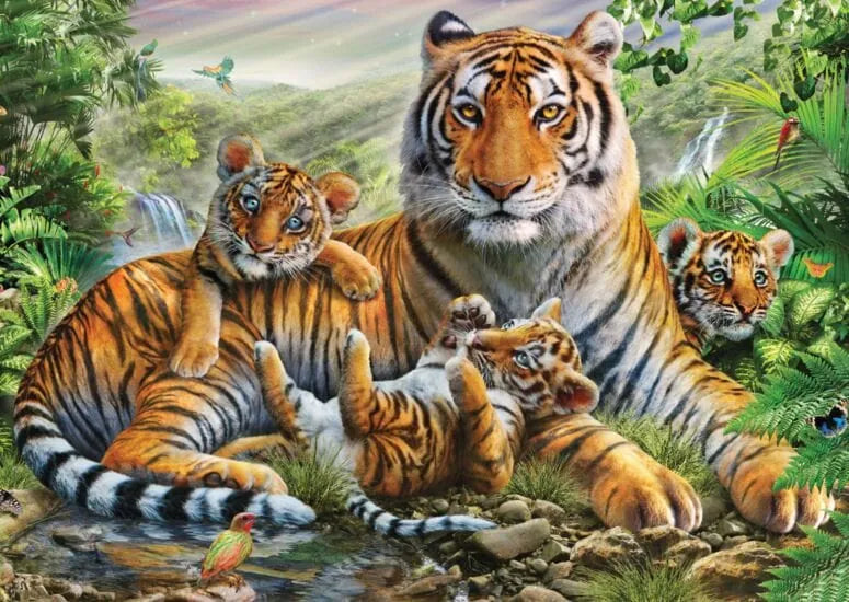 Tiger and Cubs, 1000-Universalios dėlionės-Brain Games LT