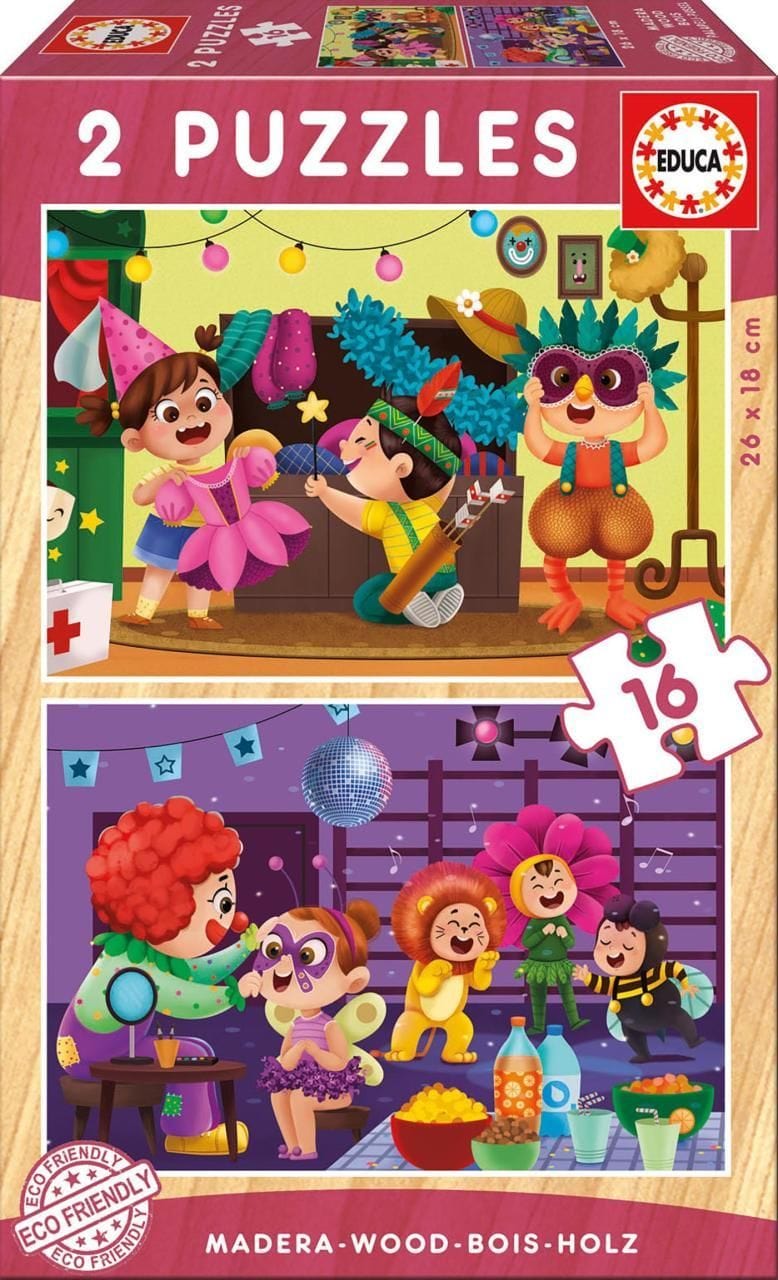 Educa Vaikiškos dėlionės WOODEN PUZZLES 2X16 COSTUMES