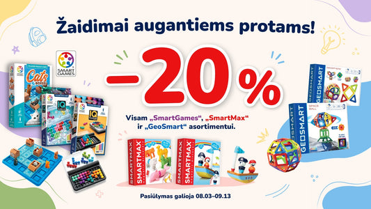 Kuo skiriasi „SmartGames“, „SmartMax“ ir „GeoSmart“? Lavinamieji žaidimai vaikams pagal amžių
