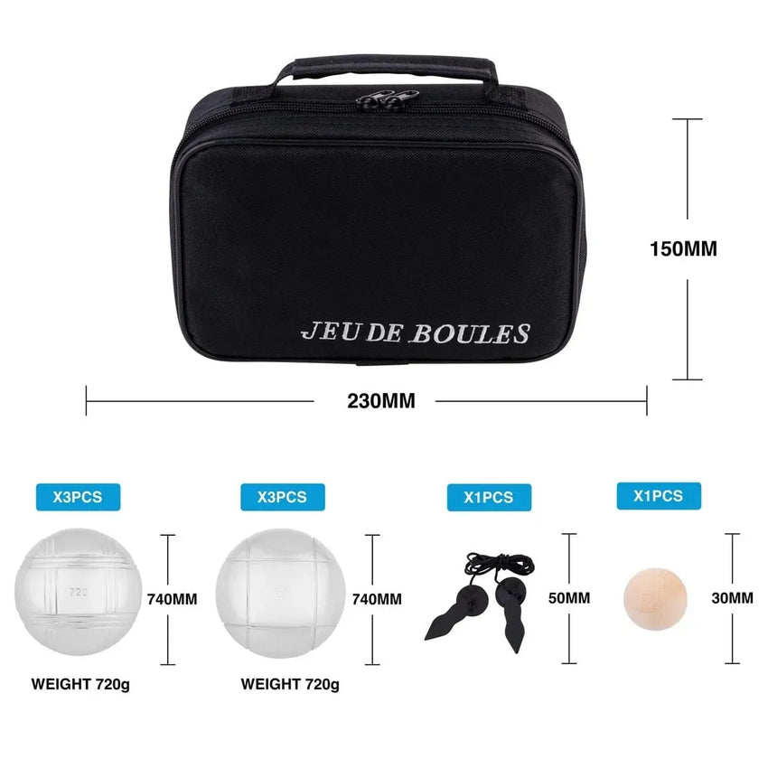Engelhart Handelsonderneming B.V. Lauko žaidimai 6 balls in black zipper bag