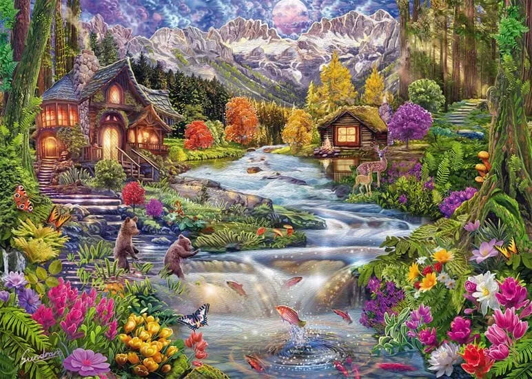 An idyllic river in the mountains, 2000-Universalios dėlionės-Brain Games LT