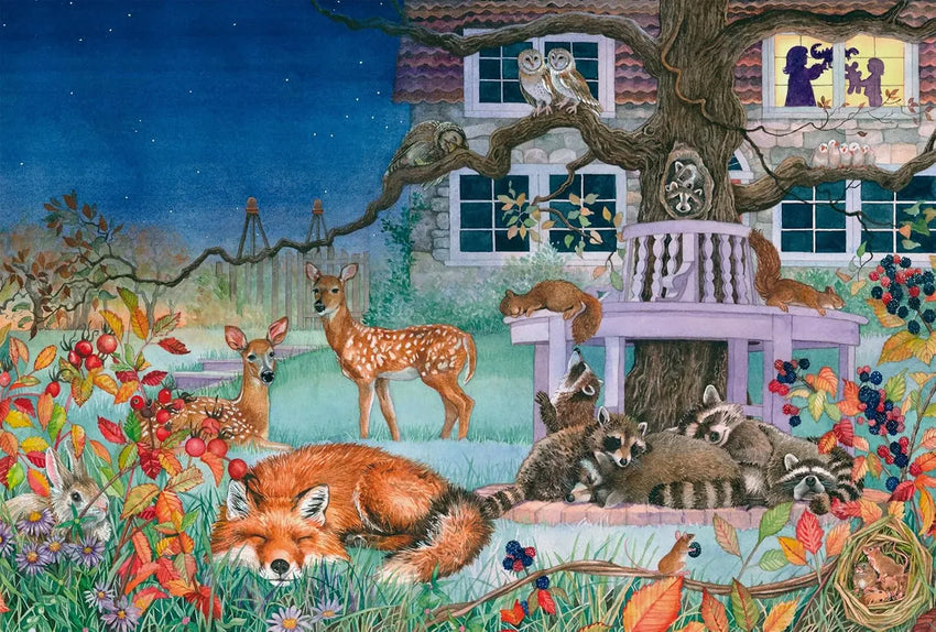Animal visit by night, 100-Vaikiškos dėlionės-Brain Games LT