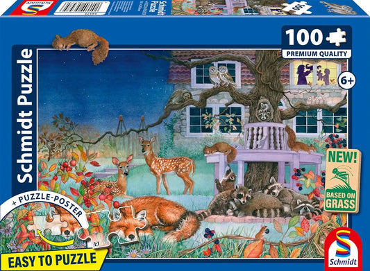Animal visit by night, 100-Vaikiškos dėlionės-Brain Games LT