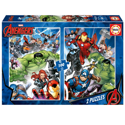 Avengers, 2 x 100-Vaikiškos dėlionės-Brain Games LT