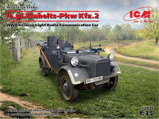 Baksas Surenkami modeliai ICM - le.gl.Einheits-Pkw Kfz.2 WWII German Light Radio Communication Car