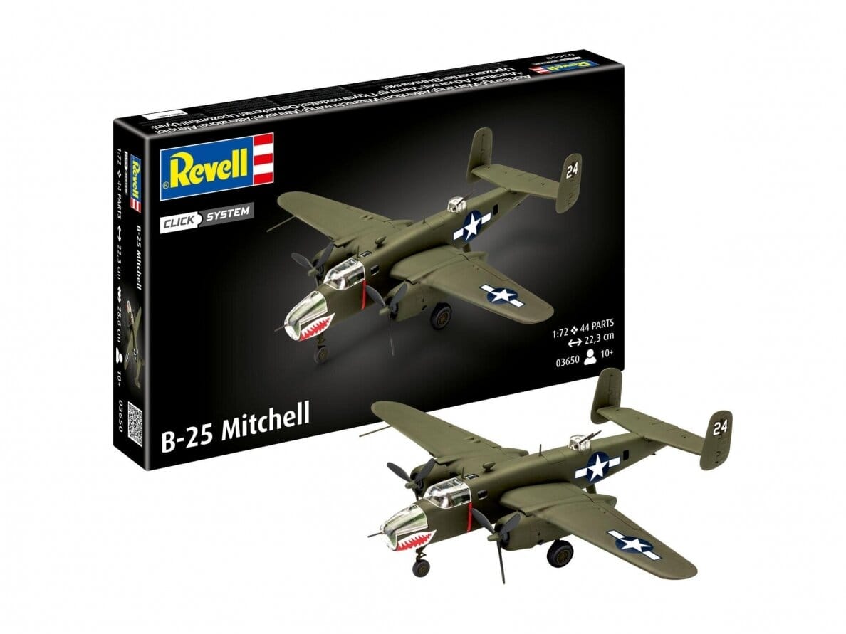 Baksas Surenkami modeliai Revell - B-25 Mitchell (Click System), 1/72