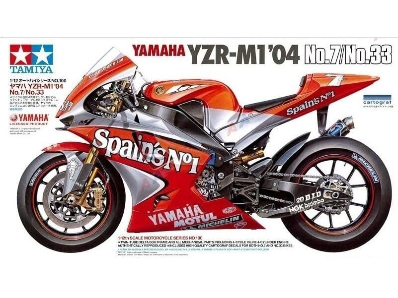 Baksas Surenkami modeliai Tamiya - Yamaha YZR-M1 '04 No.7/No.33