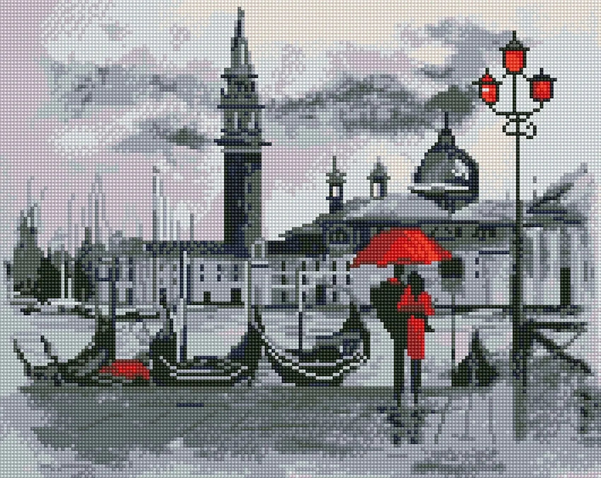 Deimantinė mozaika Romantiškas susitikimas Venecijoje 40x50 cm-Rankdarbiai-Brain Games LT