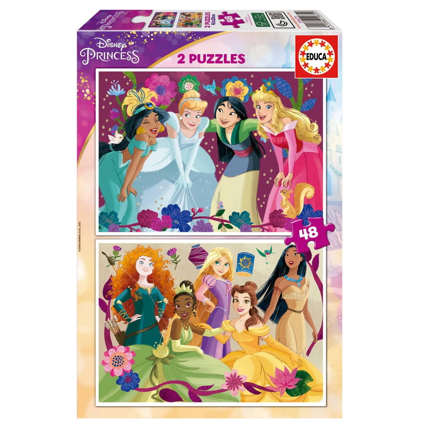 Disney Princess, 2 × 48-Vaikiškos dėlionės-Brain Games LT