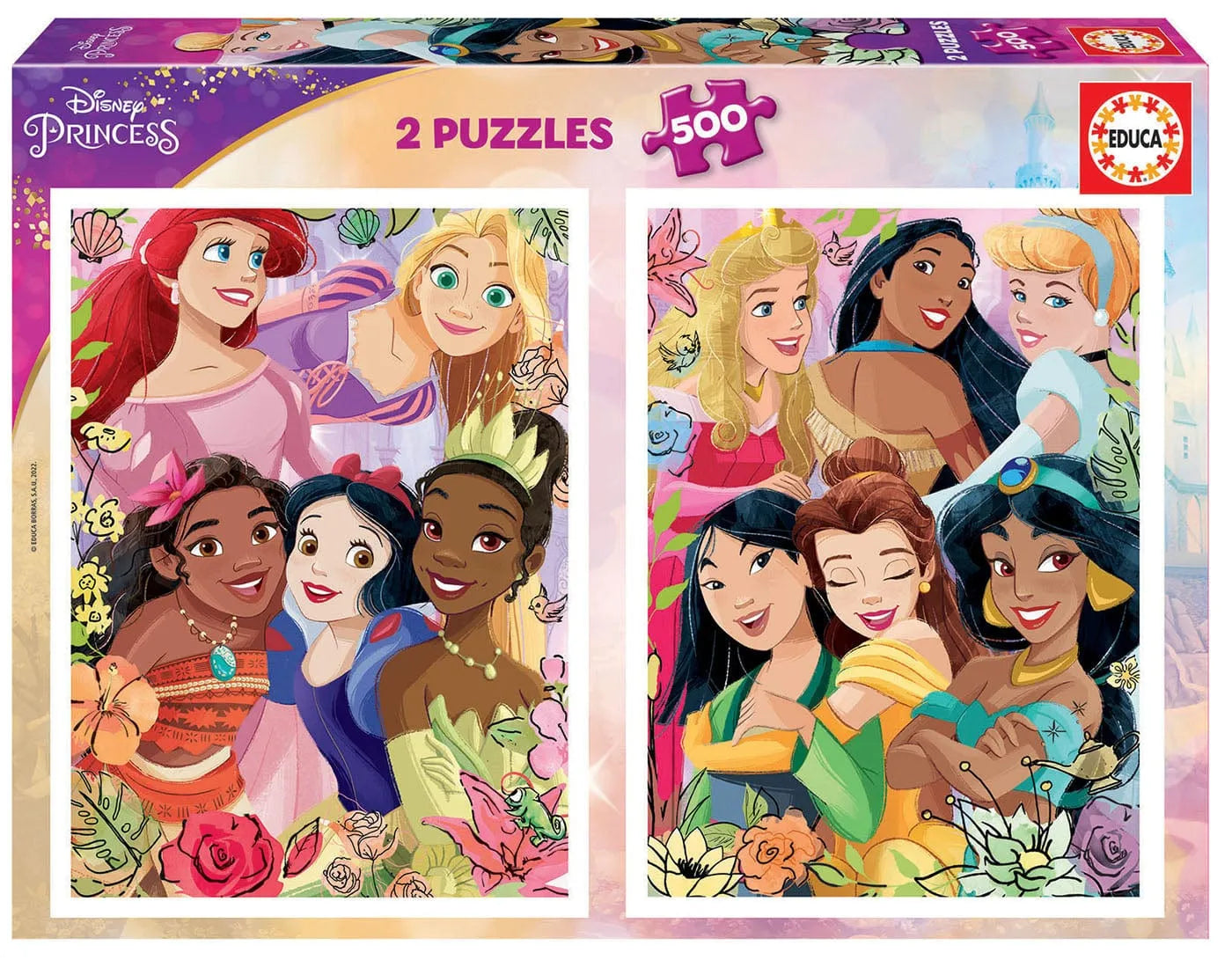 Disney Princess, 2 x 500-Vaikiškos dėlionės-Brain Games LT