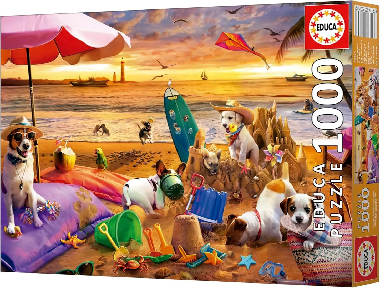Dogs Playing on The Beach, 1000-Universalios dėlionės-Brain Games LT