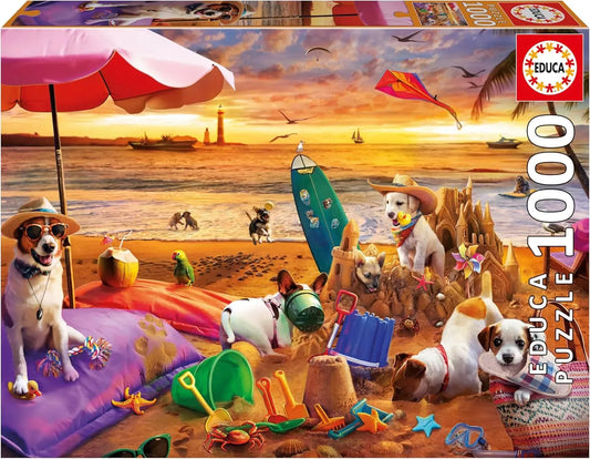 Dogs Playing on The Beach, 1000-Universalios dėlionės-Brain Games LT