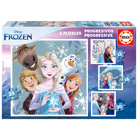 Educa Vaikiškos dėlionės Progressive Puzzles Frozen 12, 16, 20, 25
