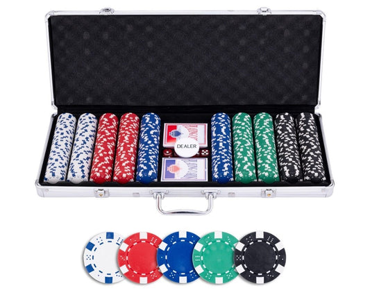 Engelhart Handelsonderneming B.V. Stalo žaidimai Pokerio rinkinys lagaminėlyje, 500 žetonų 11.5 gr