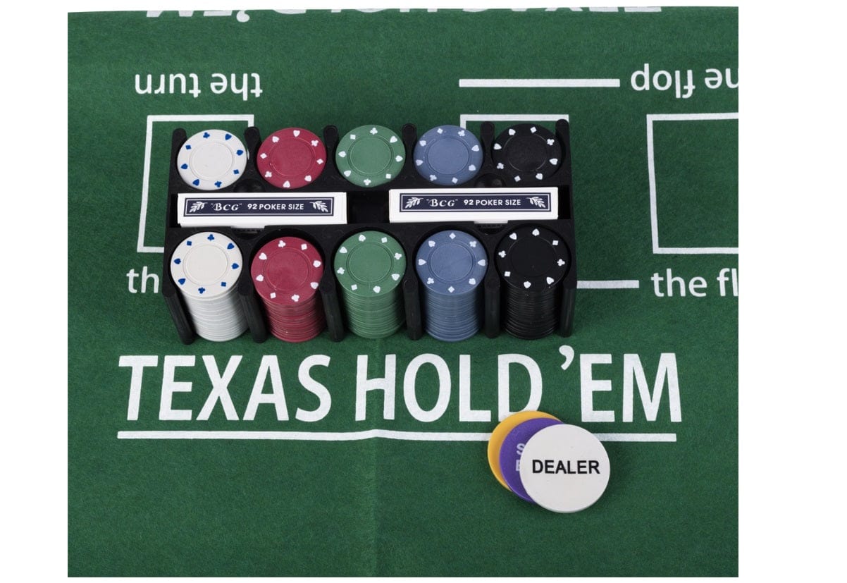 Engelhart Handelsonderneming B.V. Stalo žaidimai Pokerio rinkinys su kortomis, kilimėliu ir 200 žetonų dėžutėje