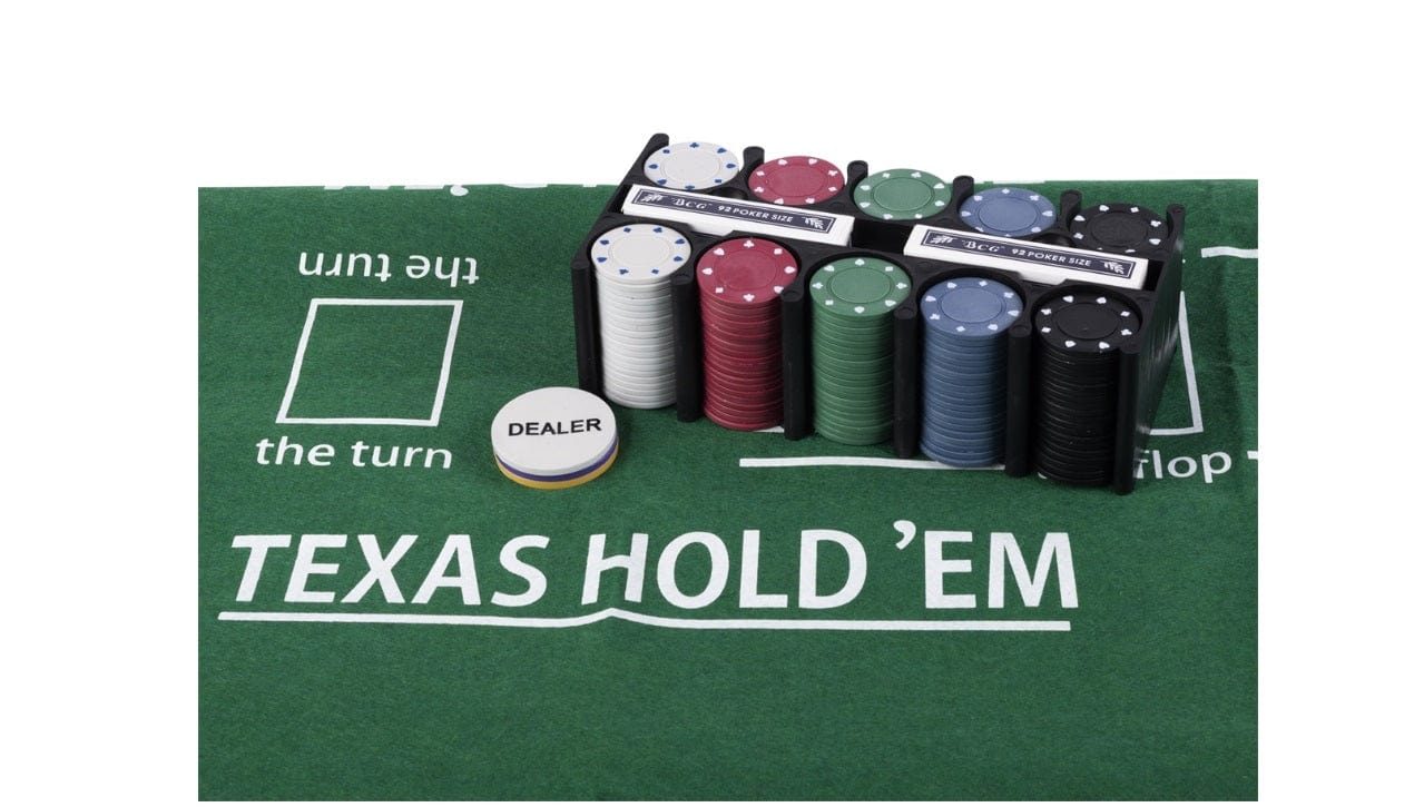 Engelhart Handelsonderneming B.V. Stalo žaidimai Pokerio rinkinys su kortomis, kilimėliu ir 200 žetonų dėžutėje