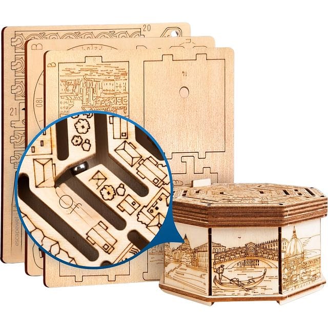 Escapewelt Galvosūkiai Wooden Secret Box MAZE BOX