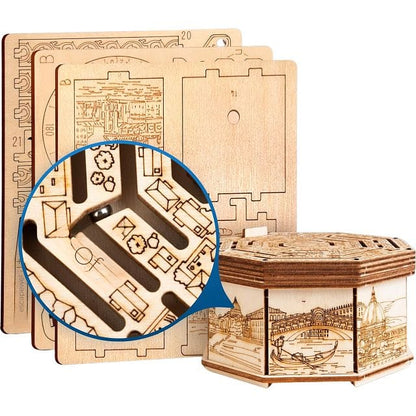 Escapewelt Galvosūkiai Wooden Secret Box MAZE BOX