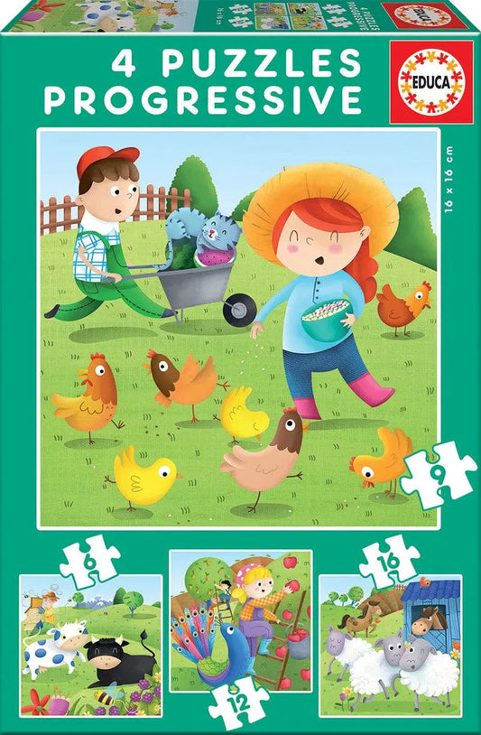 Farm animals 6, 9, 12, 16-Vaikiškos dėlionės-Brain Games LT