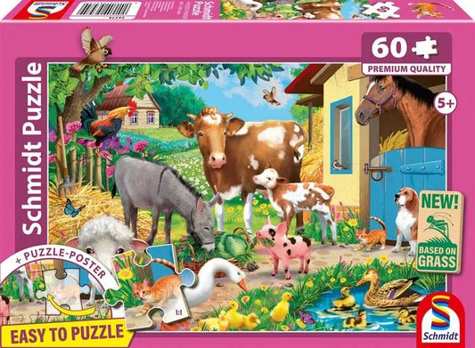 Farm Animals, 60-Vaikiškos dėlionės-Brain Games LT