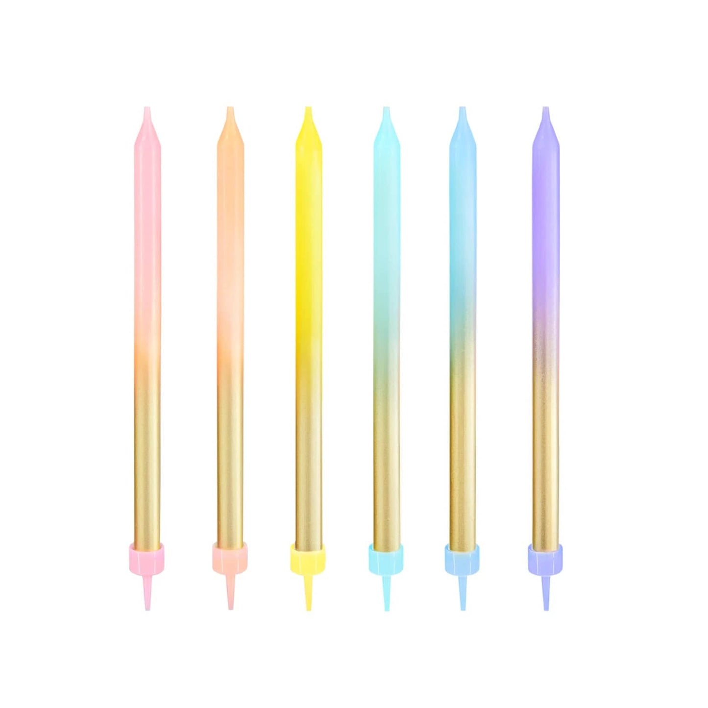 Godan Kita Auksinės ir vaivorykštės spalvos gimtadienio žvakės, 6 vnt.