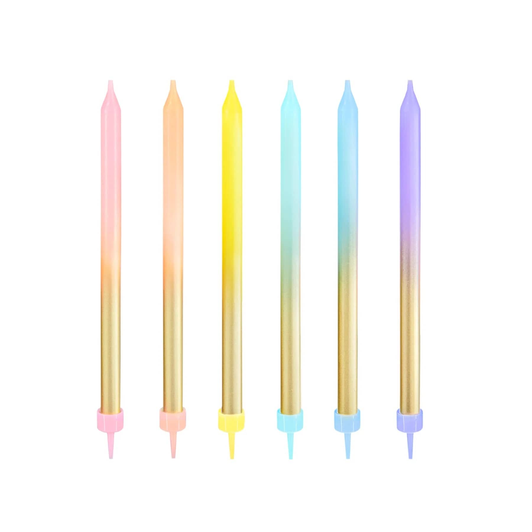 Godan Kita Auksinės ir vaivorykštės spalvos gimtadienio žvakės, 6 vnt.