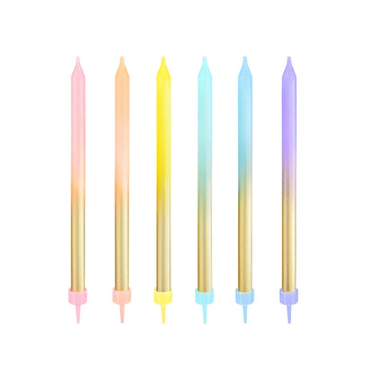 Godan Kita Auksinės ir vaivorykštės spalvos gimtadienio žvakės, 6 vnt.