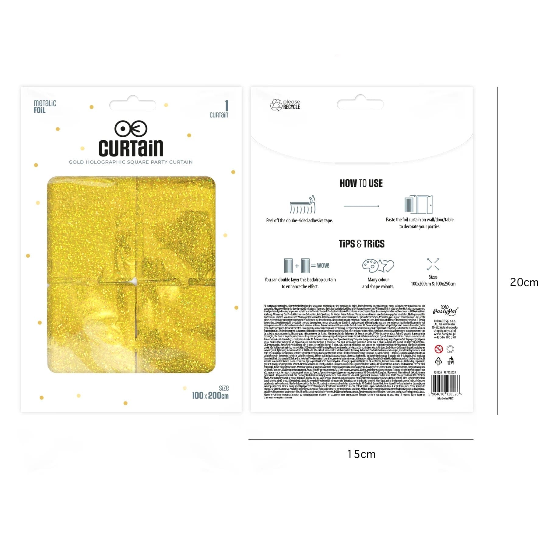 Godan Kita Auksinės spalvos vakarėlių užuolaida, 100x200 cm