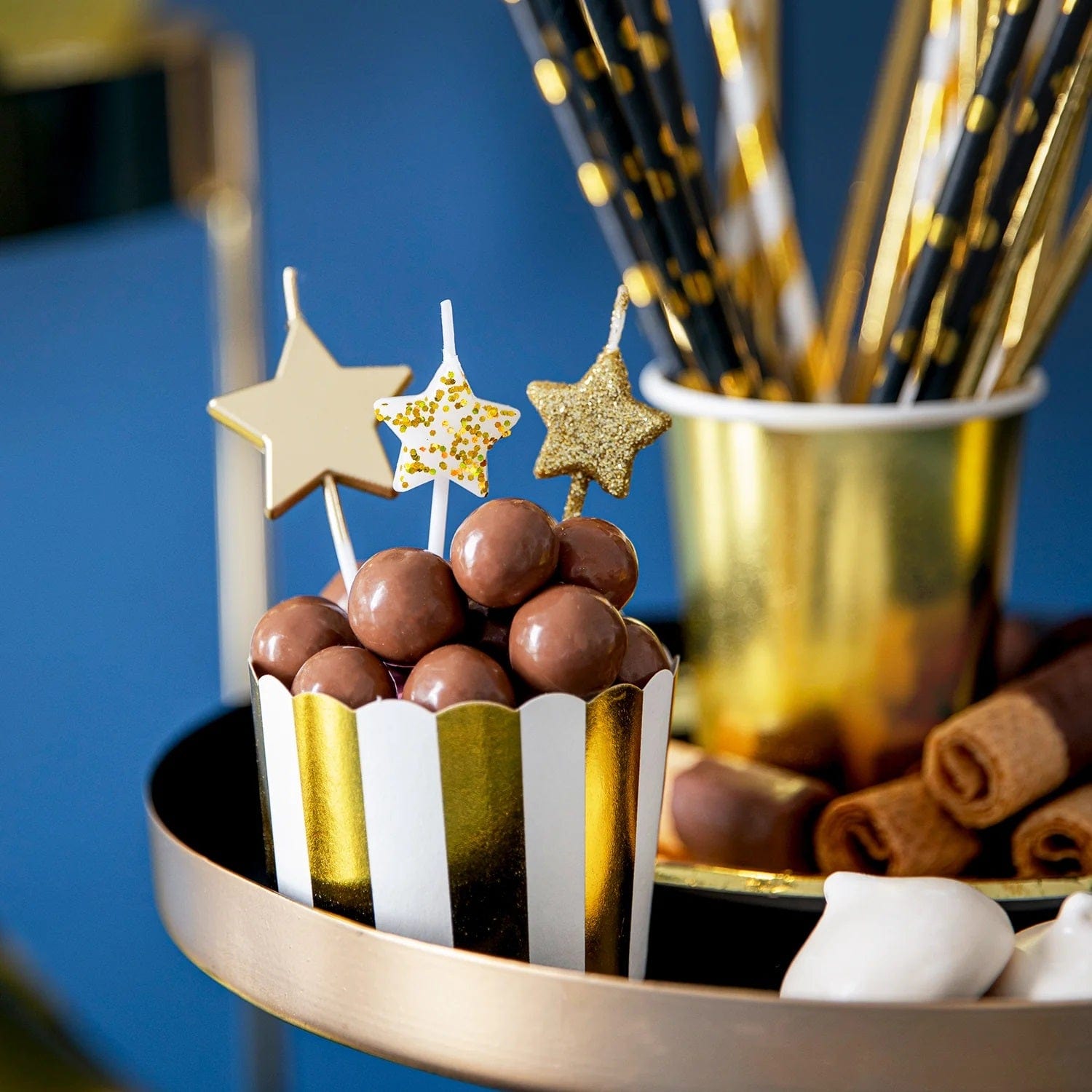 Godan Kita Auksinės žvaigždės formos žvakės, 5 vnt.