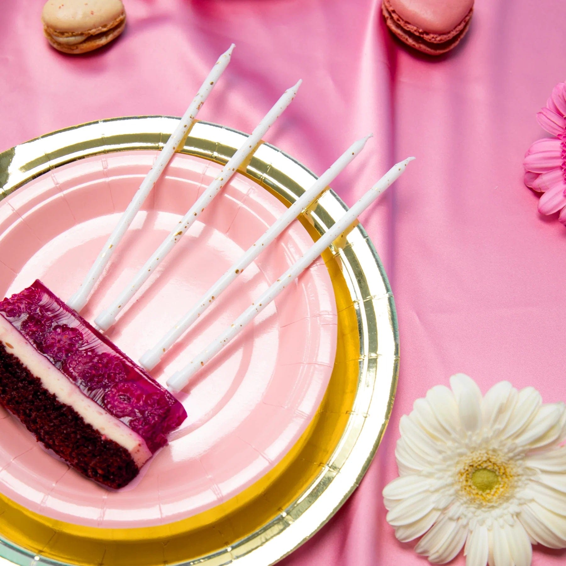 Godan Kita Ilgos baltos ir auksinės gimtadienio žvakės, 8 vnt.