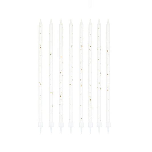 Godan Kita Ilgos baltos ir auksinės gimtadienio žvakės, 8 vnt.