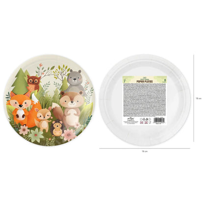 Godan Kita Miško draugų popierinės lėkštės, 6 vnt.