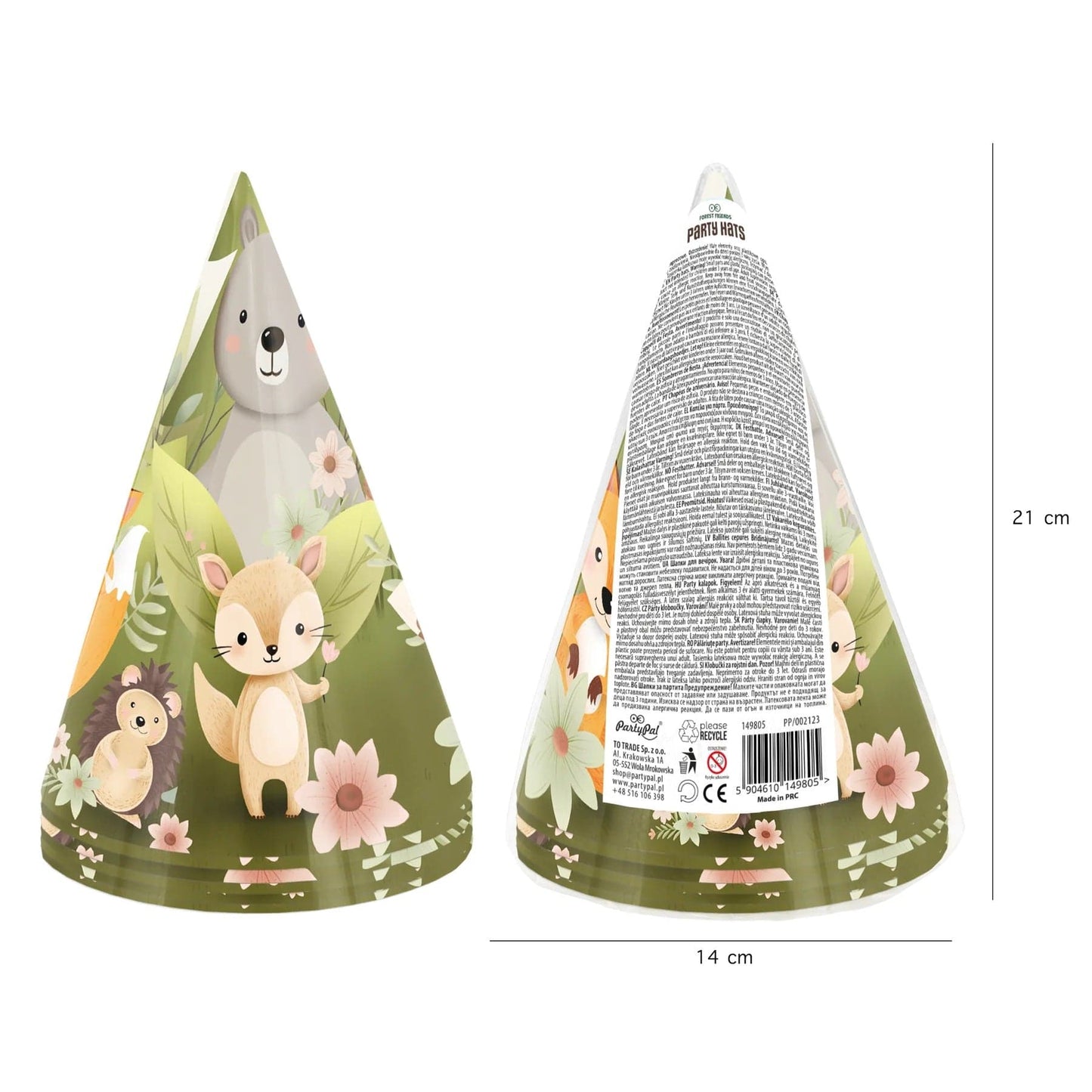 Godan Kita Miško draugų vakarėliš kepuraitės, 10x16cm 6 vnt.