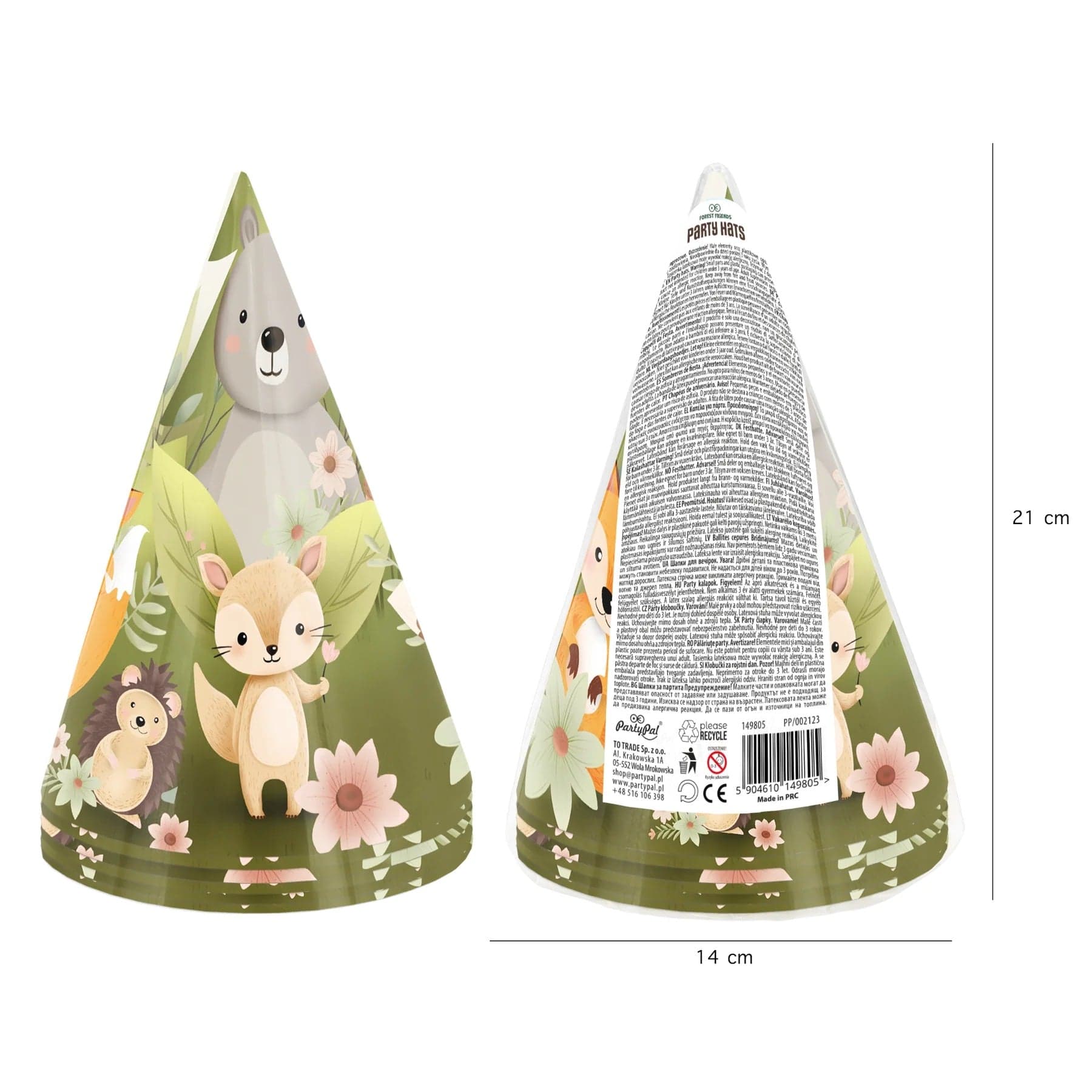 Godan Kita Miško draugų vakarėliš kepuraitės, 10x16cm 6 vnt.
