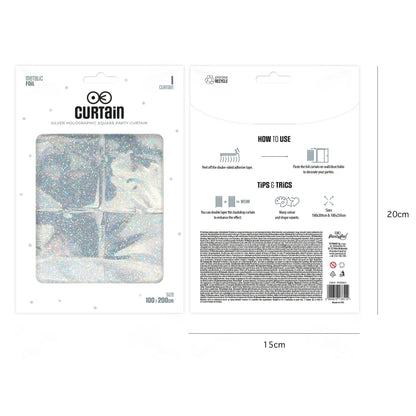 Godan Kita Sidabrinės spalvos vakarėlių užuolaida, 100x200 cm