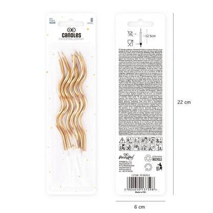Godan Kita Spiralinės auksinės gimtadienio žvakės, 6 vnt.