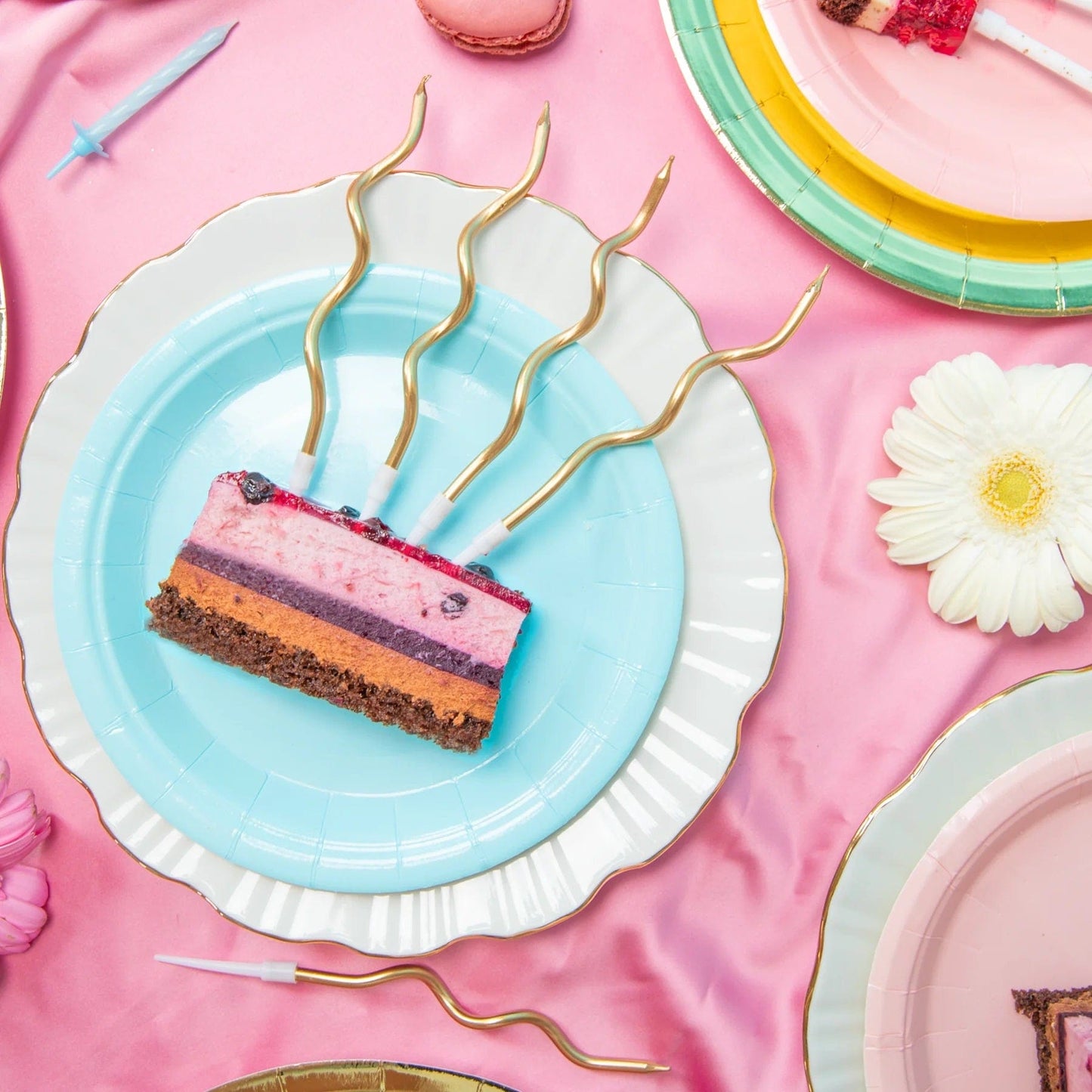 Godan Kita Spiralinės auksinės gimtadienio žvakės, 6 vnt.