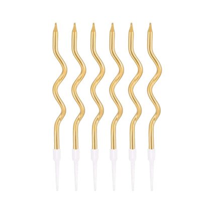 Godan Kita Spiralinės auksinės gimtadienio žvakės, 6 vnt.