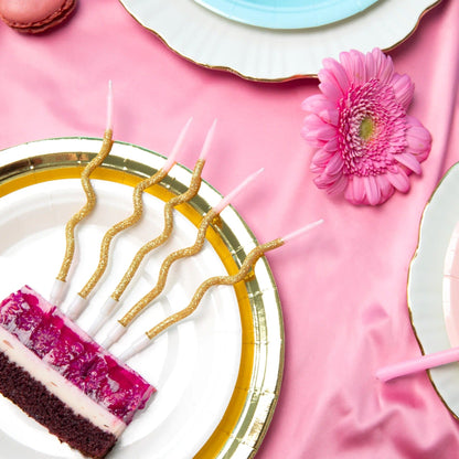 Godan Kita Spiralinės gimtadienio žvakės, auksinės ir rožinės, 6 vnt.