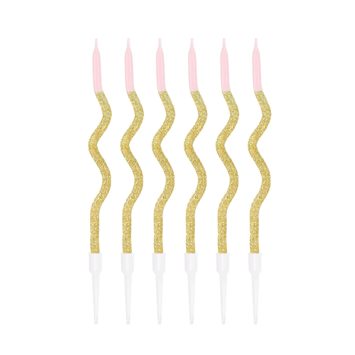 Godan Kita Spiralinės gimtadienio žvakės, auksinės ir rožinės, 6 vnt.