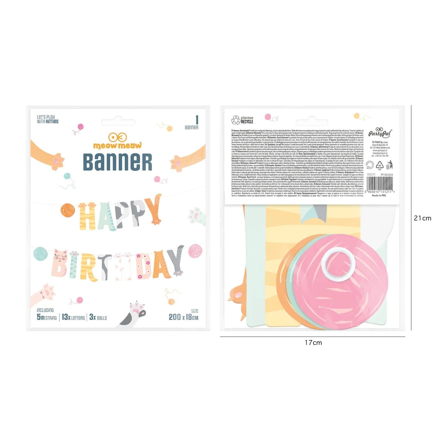 Godan Kita „Su gimtadieniu“ katės juosta 200x18cm