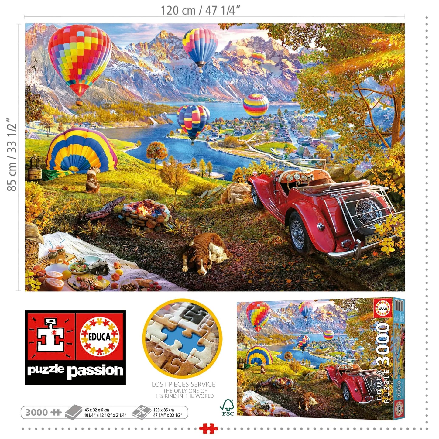 Hot Air Balloon Valley, 3000-Universalios dėlionės-Brain Games LT