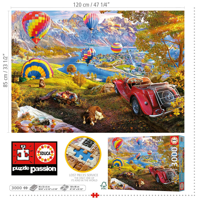 Hot Air Balloon Valley, 3000-Universalios dėlionės-Brain Games LT
