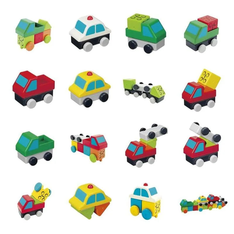 Magnetinių kaladėlių rinkinys „Mašinos“-Konstruktoriai-Brain Games LT